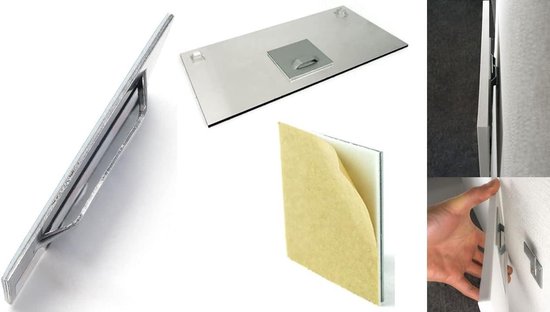 PEARWAY™ Profi Spiegel Aufhängung inkl. Zubehör I maximaler Halt dank 3M Tape I Spiegelhalter I Spiegelaufhänger I Aufhänger für Acrylglasbilder I Spiegelhalterung Wand I Bilderhaken selbstklebend