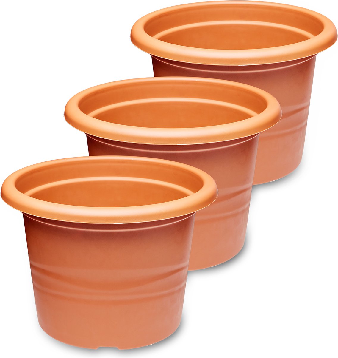 3x Garronda Plantenpot Bloempot - Kunststof - Rond - Plantenbak - Wit - ⌀17cm H=12cm - GD-NIC-Barcelona95