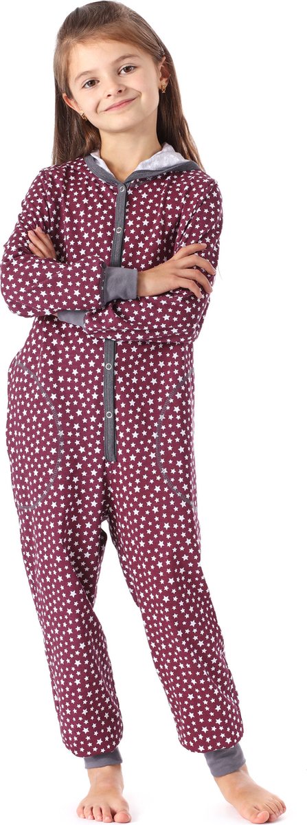 Merry Style Kinder Pyjama - ronde hals - lange mouwen - lange broek met zakken - Katoen - MS-MS10-223-PJ - Wein Sterne - 146-152