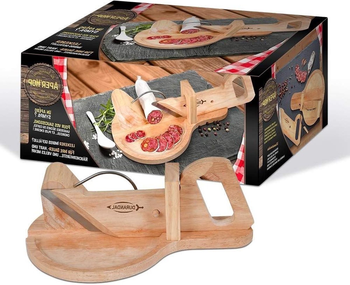 Handmatige houten snijmachine voor salami spek en worst handmatige groente- en worstsnijder