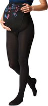 Be Mammy Dames Panty - Zwangerschapspanty - 150 DEN - Medium gloss - Katoen - BE-GI-1122 - Zwart Patroon-002 - M
