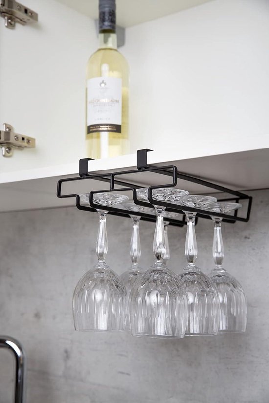 Portabicchieri Doppio In Metallo Lazmin112 - Sottopensile Per Calici Da Vino, Colore Bronzo