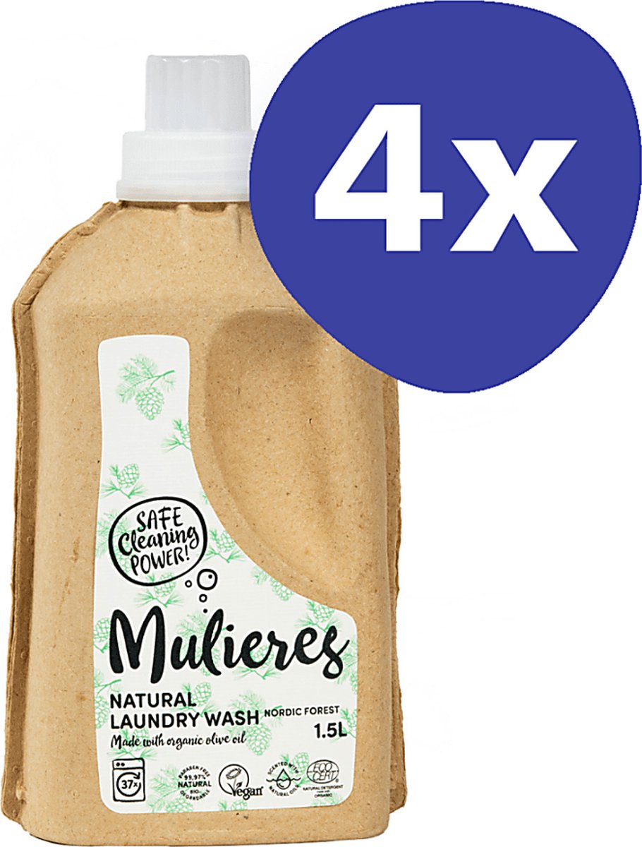 Goedkoopste Mulieres Natuurlijk vloeibaar wasmiddel - Nordic Pine (4x 1.5L