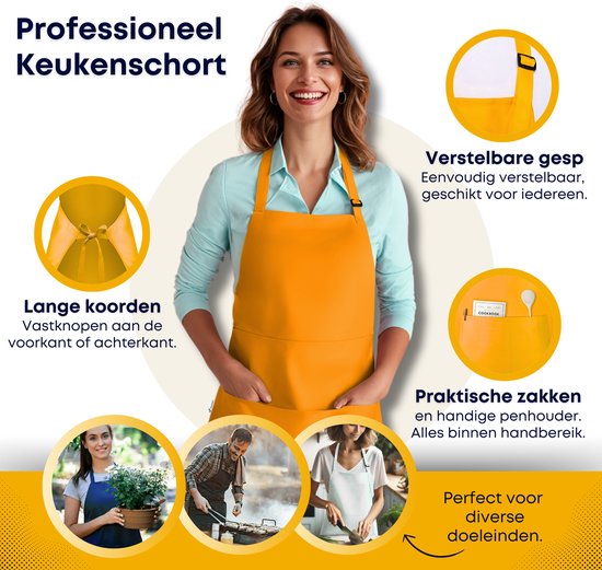 Apron Shop - Tablier de cuisine professionnel - Tablier de cuisine - Tablier de barbecue - Restauration - Taille : unique - Jaune ocre
