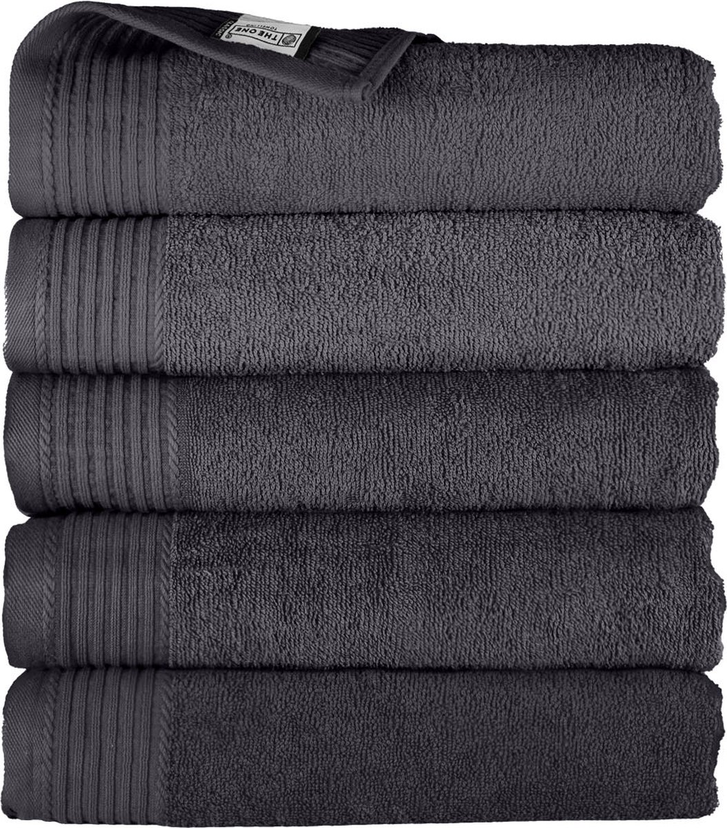 The One Towelling Handdoeken Set - 70 x 140 cm - 5 Stuks - Hotelkwaliteit - Hoge vochtopname - 100% Gekamd katoen - Sneldrogend - Handdoekenset - Badhanddoek - Antraciet