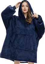 Bovista Plaid - Hoodie Deken Met Mouwen - Onesie - Fleece Blanket - Knuffeldeken - Dames - Heren - Kinderen - Extra Warm - Blauw