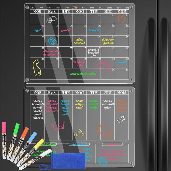 Acrylic Weekplanner - Maandplanner afwisbaar Duits acrylic calendar | bol