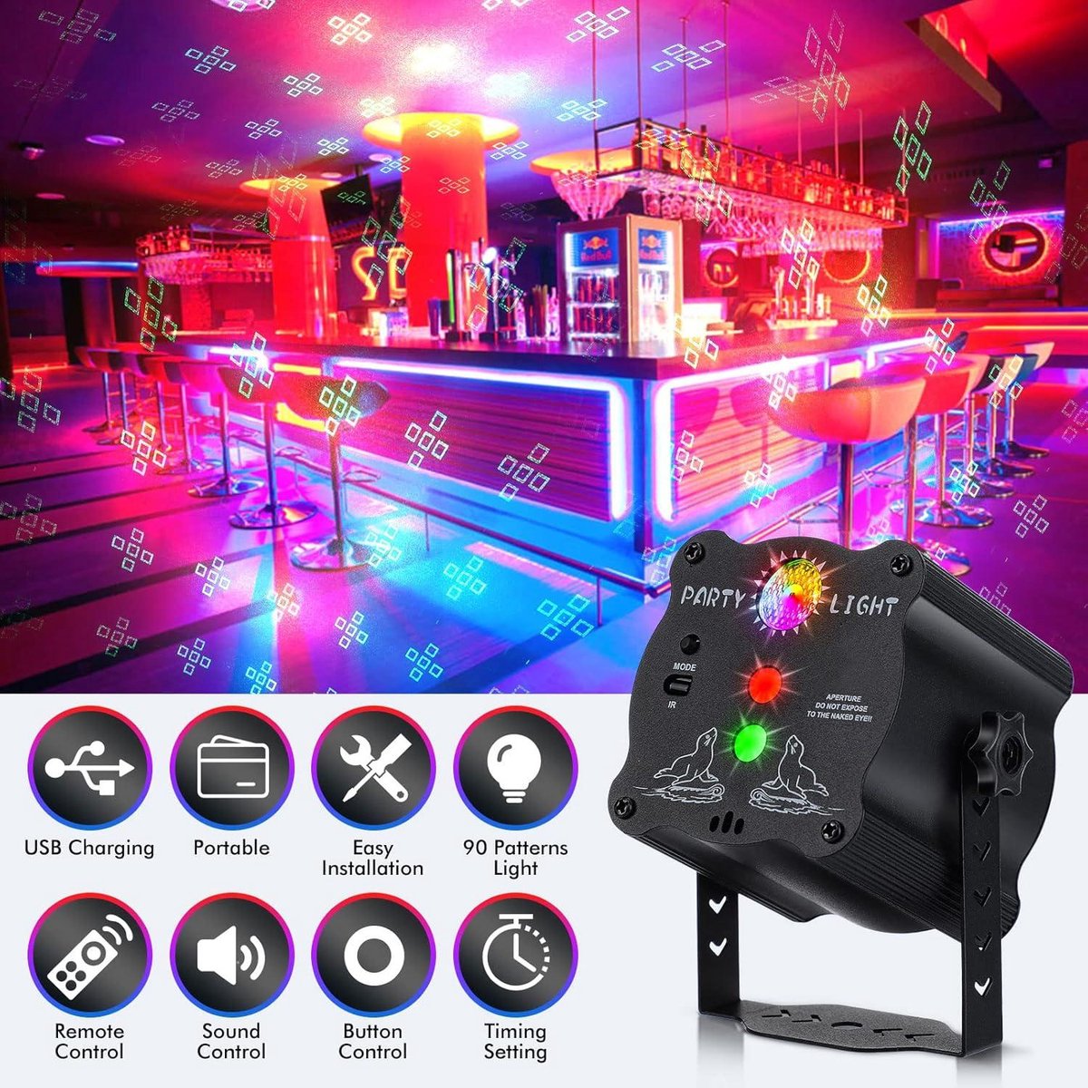 2 Stück Mini Discokugel, Discolicht Partylicht, Musikgesteuert Licht