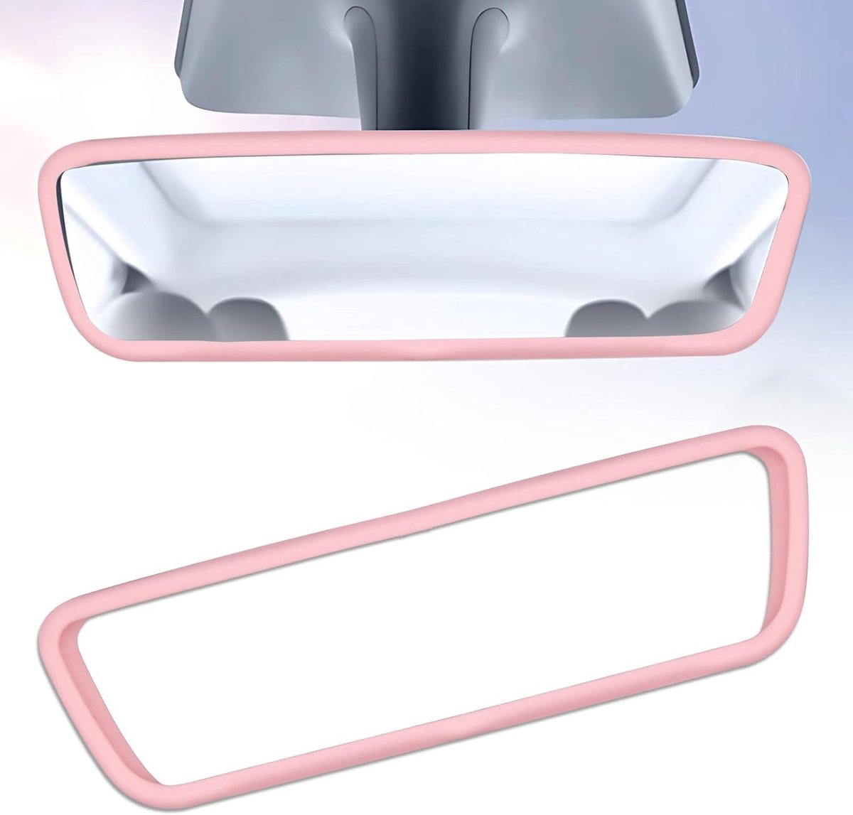 Image of Achteruitkijkspiegelafdekking, roze achterspiegelafdekking, roze achteruitkijkspiegel-accessoires, beschermframe, siliconen autospiegelframe, auto-accessoires, roze auto-accessoires