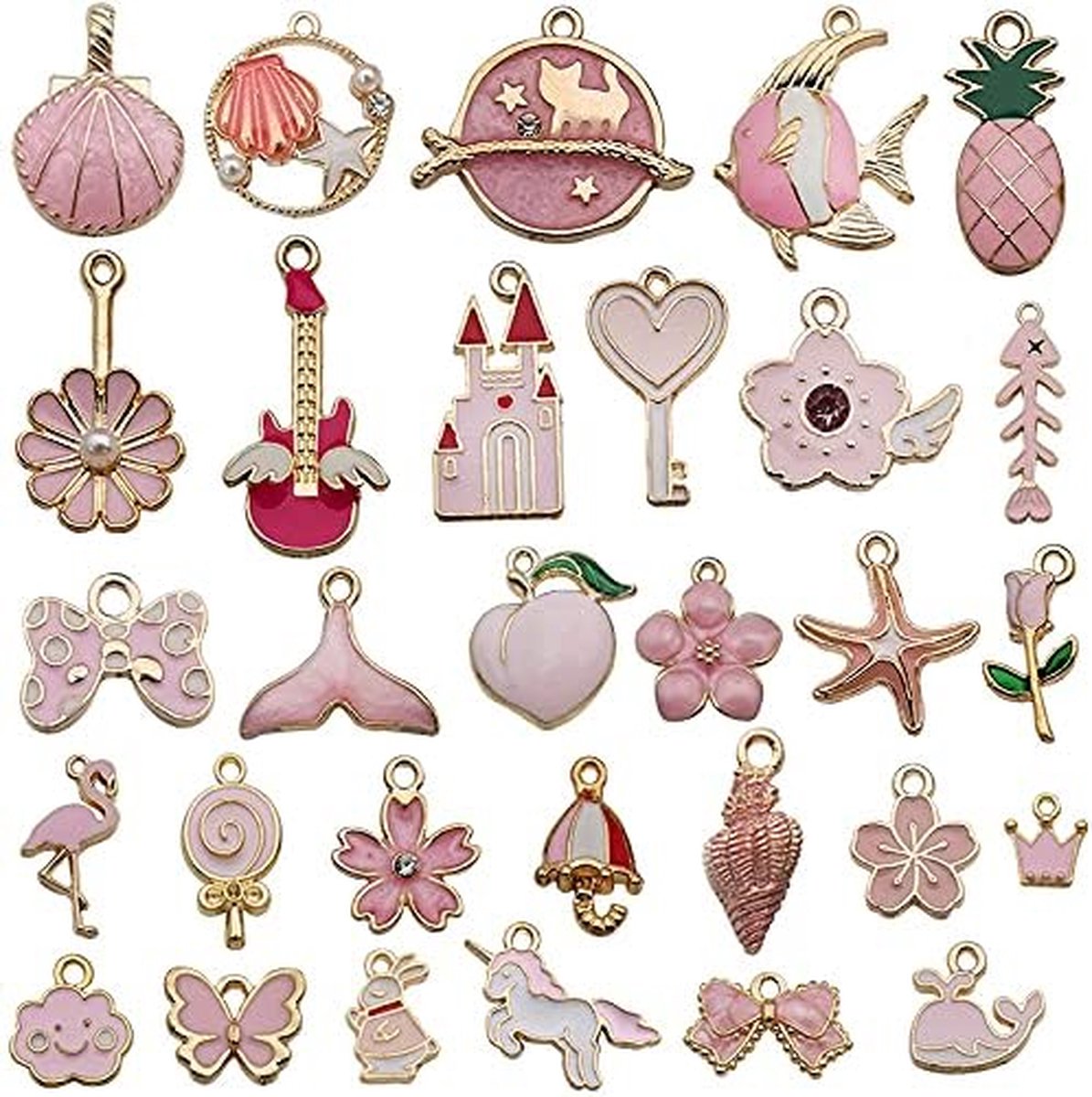 CENRONG Gemengde bedels hangers 100 stuks gesorteerd verguld emaan ster fruit dier charme hanger doe-het-zelf voor halskettingen armbanden maken