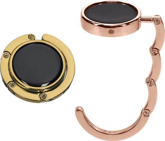 Foto: Kwmobile tassenhaken voor tafel set van 2 draagbare tashangers opvouwbare tassenhangers voor tafel met leuk design in zwart wit zilver