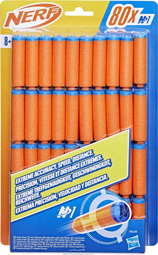 Nerf N Series N1-darts, 80 darts, alleen te gebruiken met Nerf-blasters uit de N-serie, buitenspellen