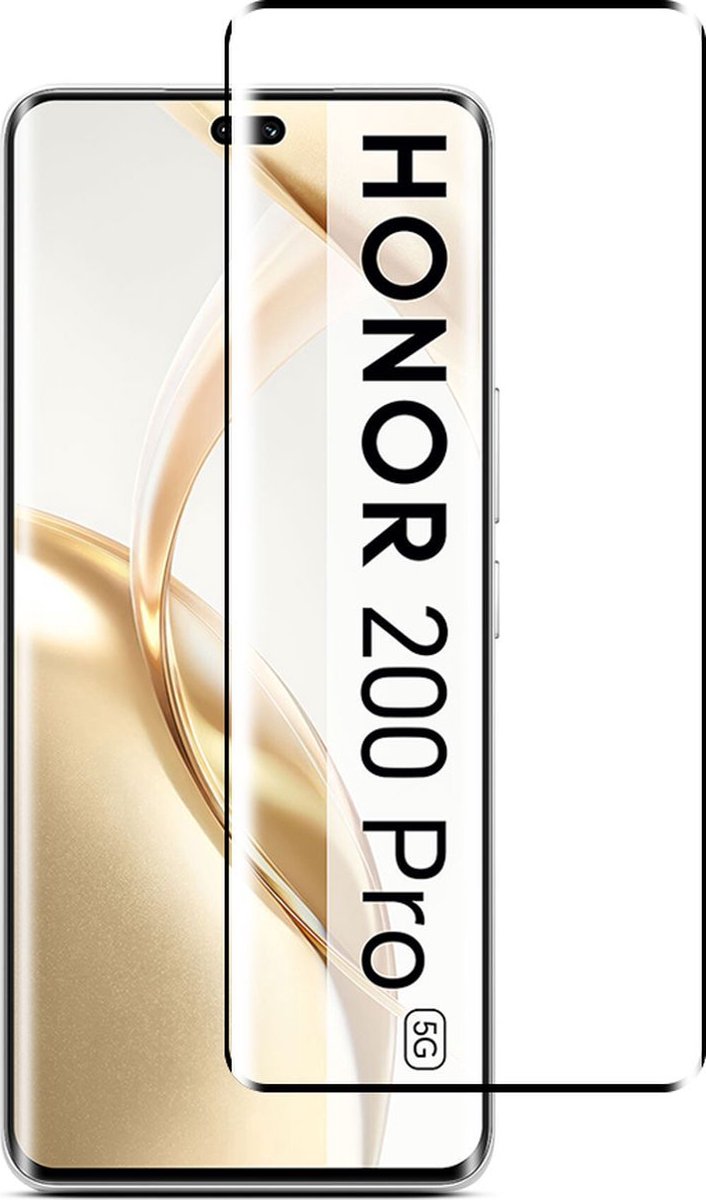 Mobigear Screenprotector geschikt voor HONOR 200 Pro Glazen | Mobigear Premium Screenprotector - Case Friendly - Zwart
