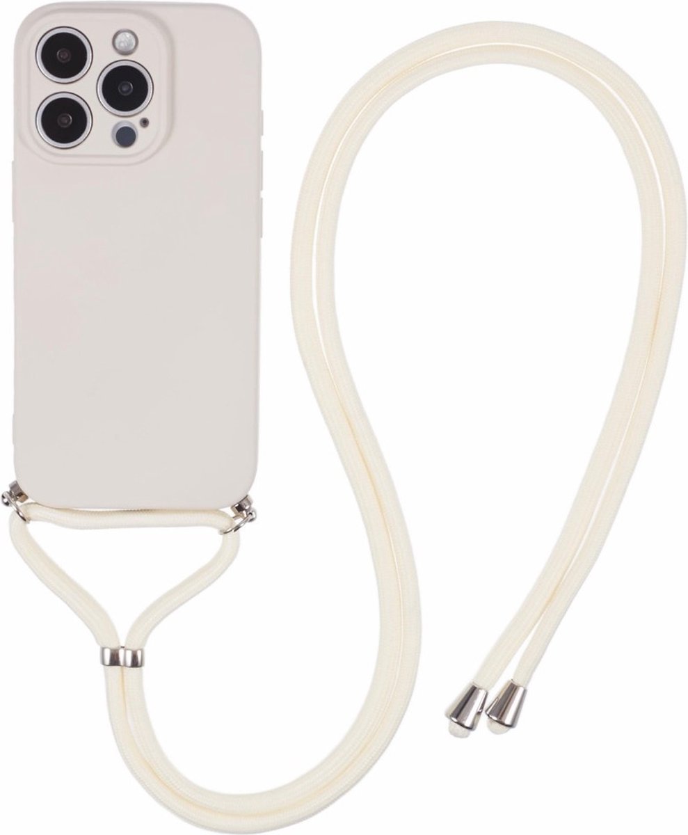 Coverup Hoesje - Geschikt voor iPhone 16 Pro Max Hoesje - Coverup Colour TPU Back Cover met Koord - Ecru