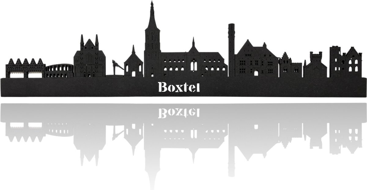 Skyline van Boxtel - Zwart-mdf - 60cm - Wanddecoratie van hout