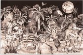 Poster kinderen - Jungle - Dieren - Kinderen - Bomen - Planten - Muurdecoratie kinderkamer - 90x60 cm - Kinder decoratie - Poster kinderkamer
