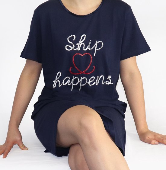 Temptation Dames Nachthemd - Big Shirt - Navy Blauw - Maat XL