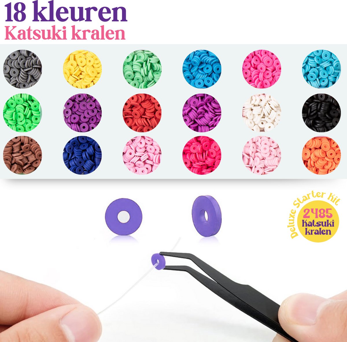 Vaive Katsuki Kralen Deluxe Starter Kit - 2485-delige Sieraden Maken Set - Knutselen Meisjes - Voor Kinderen - Knutselkoffer - Armband Maken - Oorbellen maken — afbeelding 3