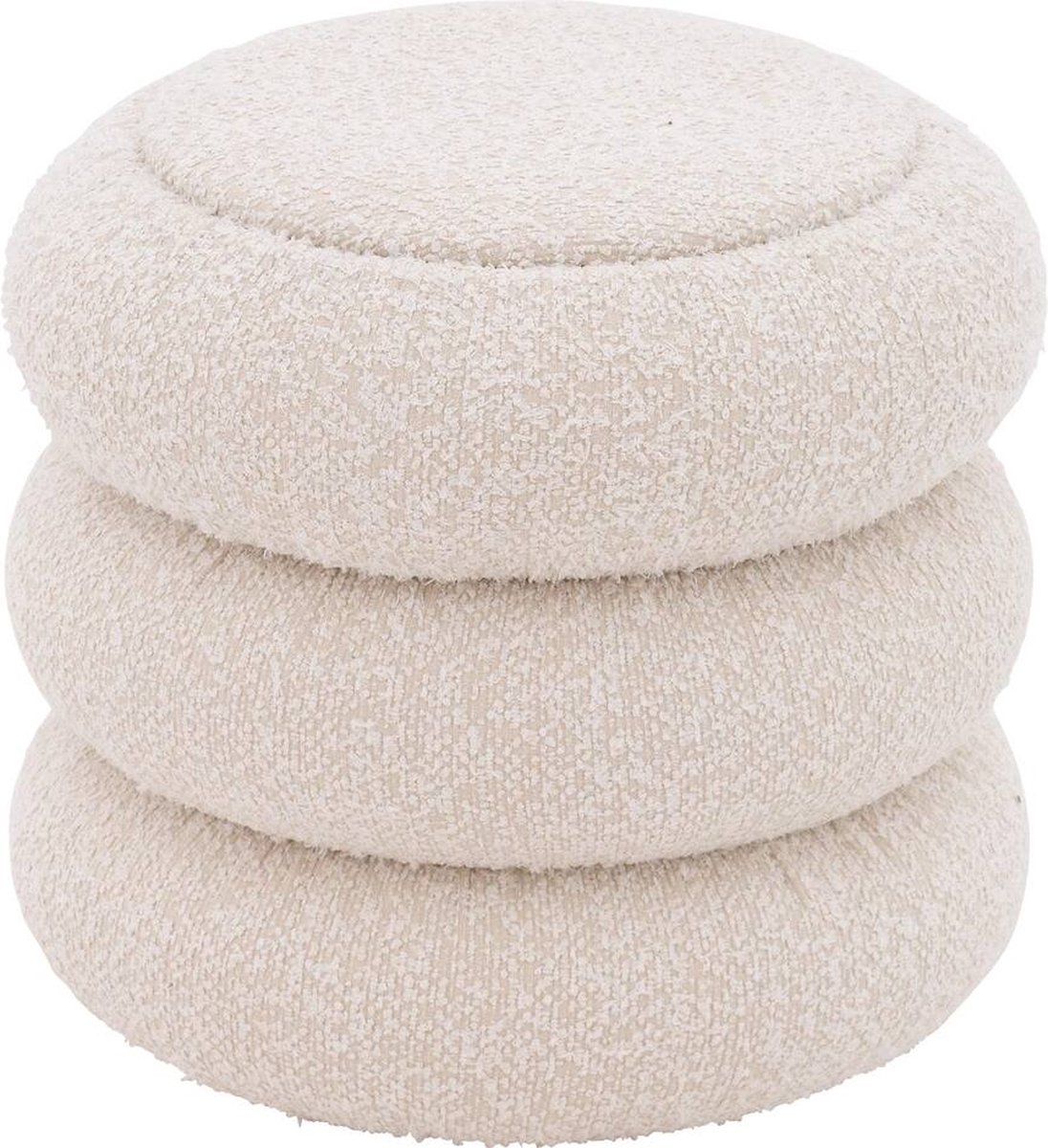 Goossens Nachtkastje Cloud, Rond 45 Cm, 35 Cm Hoog, Incl. Glasblad Rond Opleg - Stof Wit