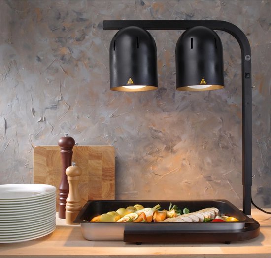 HENDI Infrarood warmhoudbrug - verstelbare hoogte - splintervrije lampen - zwart - 250W — afbeelding 4