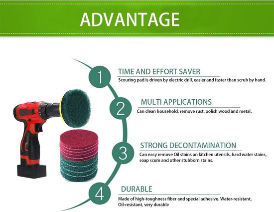 Avantages des éponges abrasives : gain de temps, multi-applications, forte décontamination, durable.