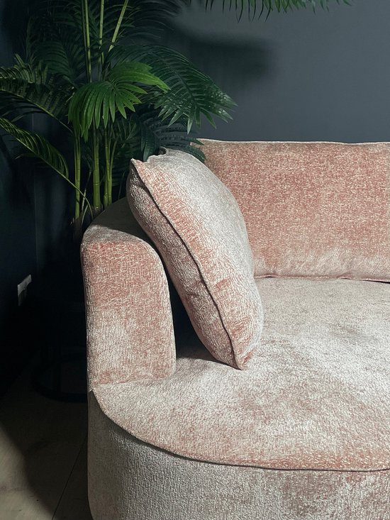Hoekbank rond Lando 270cm bank met ronding taupe chenille bankstel ...