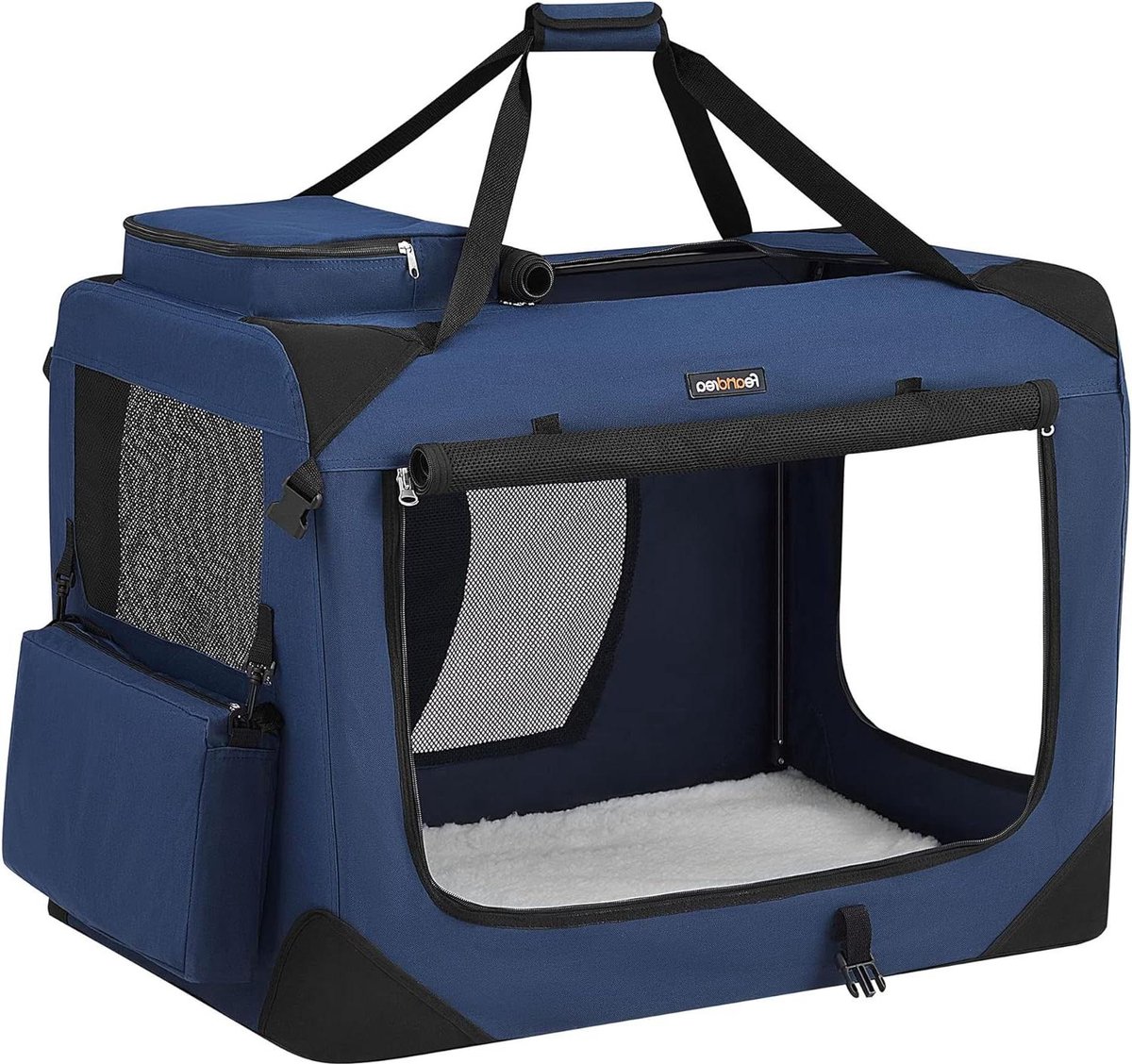 Opvouwbare hondenbox XL hondentas - ademend Oxford-weefsel - metalen frame - donkerblauw - 81 x 58 x 58 cm