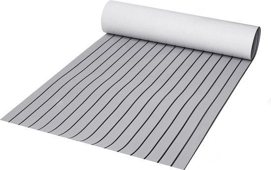 Tapis de bateau autocollant pour terrasse - Tapis de terrasse en mousse EVA - Tapis de Revêtements de sol pour yacht - Lavable - 300 x 90 x 0,6 cm - Grijs
