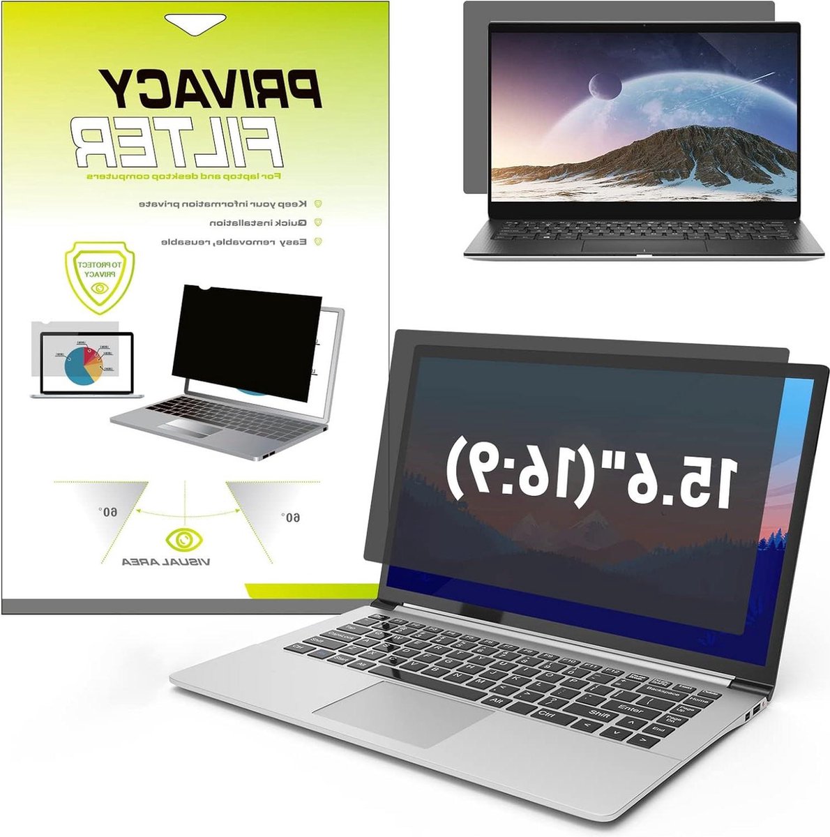 156 inch laptop privacyfilter - anti-blauw licht en verblindingsbescherming - 345 x 194 mm