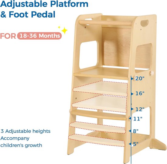 Opvouwbare Leertoren Voor Peuters En Kinderen Steunkruk Voor De Keuken Hulp Voor Moeders Montessori Ladder Duurzaam En Veilig Design Active Tots