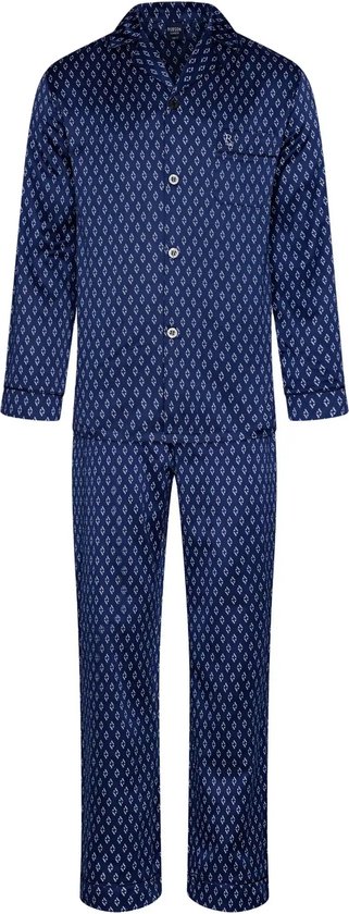 SWOMOG Familie Bijpassende pyjama's button down pyjama's pyjama's pyjama zijde satijn lange mouwen hemd lange broek set slaapkleding 2 stuks outfits loungewear, Donkerblauw, 4-5 Jaar