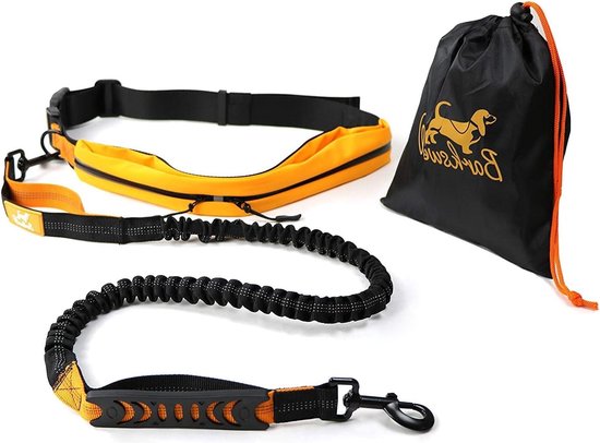 Jogginglijn met heupriem van Leisegrün – verstelbare riem met riem van nylon sport. Jogginglijn voor grote en middelgrote honden. Elastisch