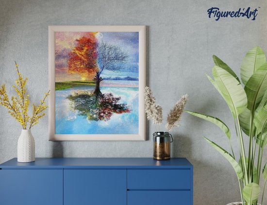 Figured'Art Diamond Painting set Volwassenen 40x50 cm met lijst Rozengezicht - 5D DIY Art full drill vierkante diamant - Canvas al ingelijst