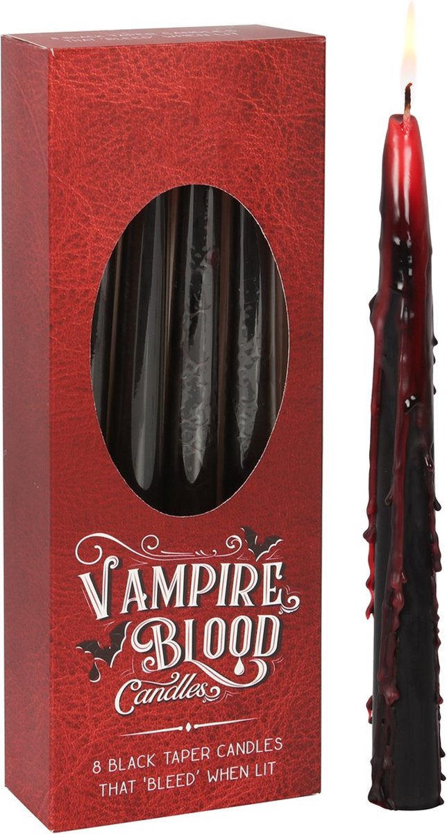 Something Different Vampire Blood - Set 8 Dinerkaarsen Zwart