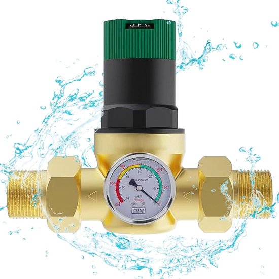 1/2 Inch Waterdrukregelaar Van Messing – Met Manometer En Roestvrijstalen Gaasfilter Voor Helder Water