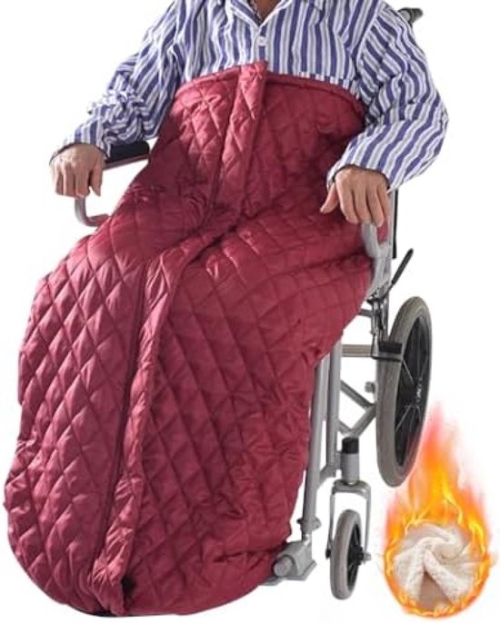 Winterrolstoel, slipzak voor buiten, winddichte voetenzak voor volwassenen, rolstoel, deken, beendeken, universele pasvorm voor rolstoelen, polyester en verdikt pluche — afbeelding 2