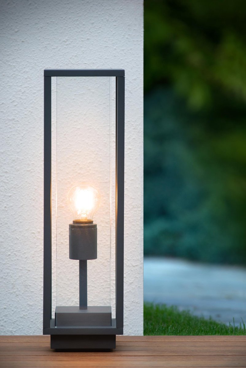 Lucide Claire - Sokkellamp - 1xE27 - IP54 - Antraciet