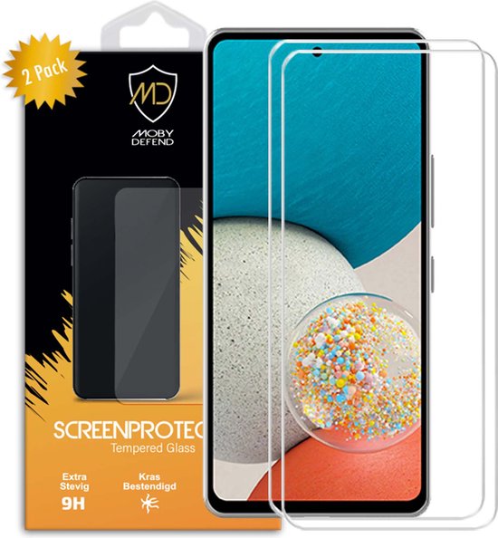 2-Pack Samsung Galaxy A53 Screenprotectors - MobyDefend Case-Friendly Screensavers - Gehard Glas - Glasplaatjes Geschikt Voor: Samsung Galaxy A53 & A53 5G