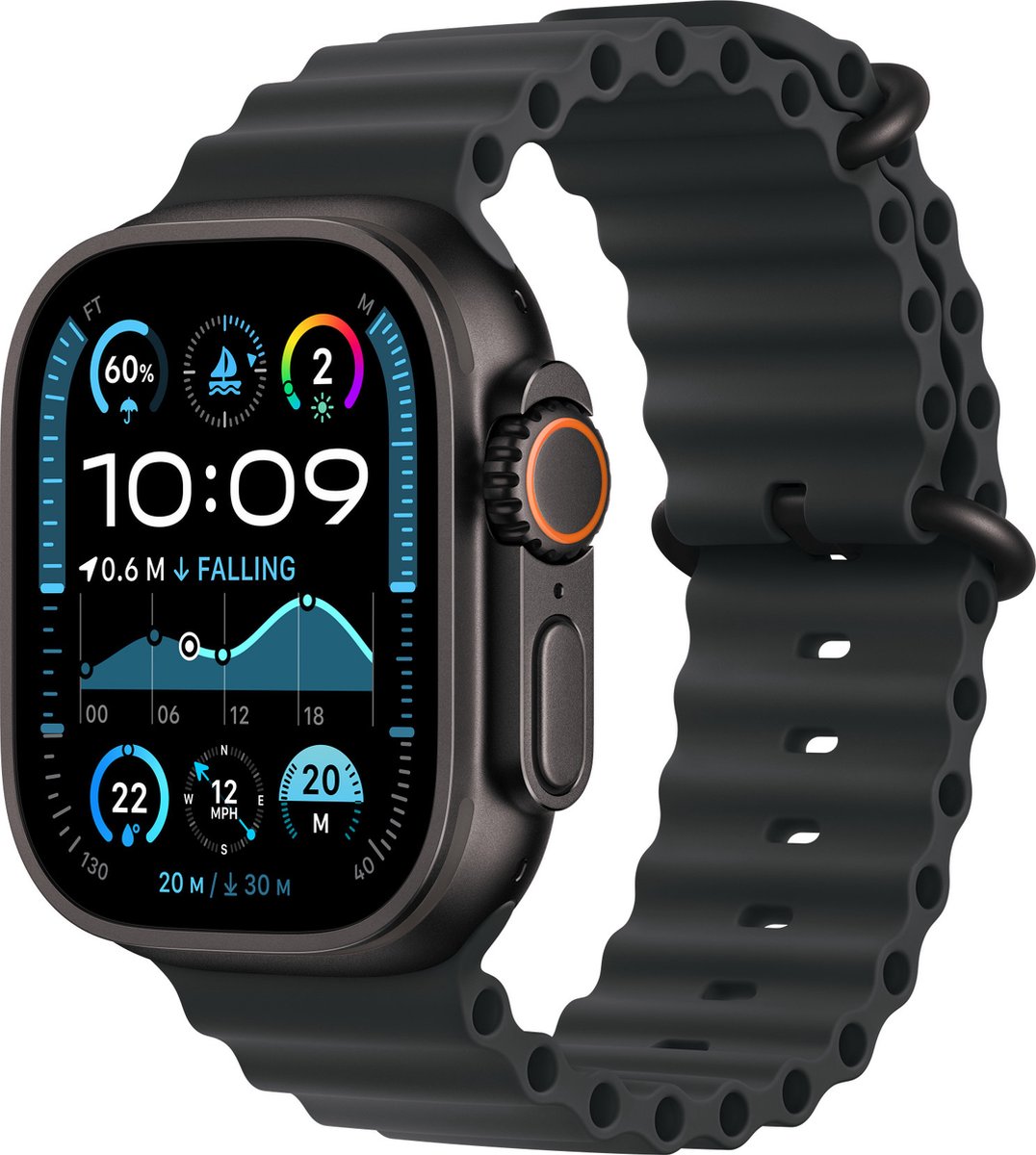 Apple Watch 49mm Ocean Band - Black Titanium Finish - Black