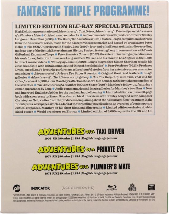 Blu-ray hoes met tekst 'Fantastic Triple Programme!' en details over de drie films.