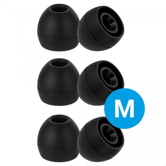 3 Pack Siliconen Medium (M) Dopjes Oordopjes Vervanging Tips Geschikt voor Oordopjes / Headsets Inclusief opbergdoosje Zwart