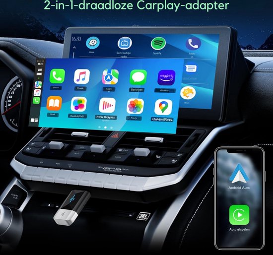 INF 2-in-1 Slimme Box Draadloze CarPlay Adapter: Bekabeld naar Draadloos