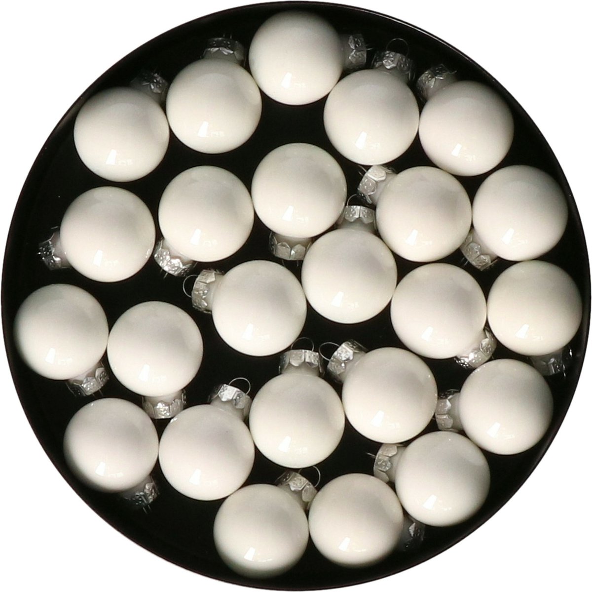 Othmar Decorations mini kerstballen - 24x st - wit - glas - 2,5 cm