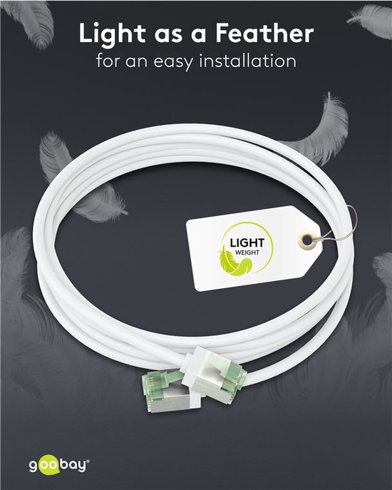 Câble réseau FTP CAT8.1 Slimline 40 Gigabit - CU - Ultraflex - 0 mètre - Wit