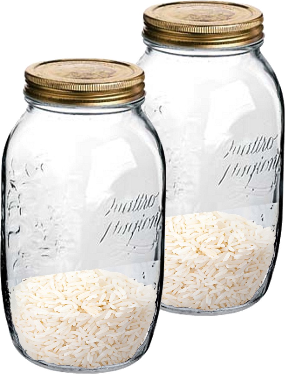 Bormioli Rocco Weckpot/inmaakpot - 2x - 1,5 Liter - glas - met draaideksel - 21 x 10 cm
