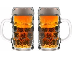 Oktoberfest Bierglazen/Bierpullen - 2x - glas - 1 liter - met handvat - het klassieke model