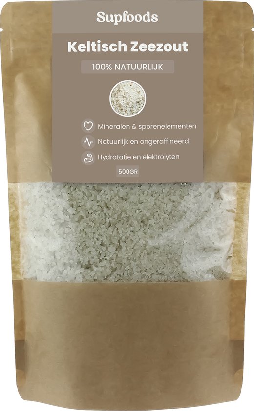 Foto: Keltisch zeezout 100 natuurlijk 500gram celtic sea salt is rijk aan mineralen en sporenelementen voor een unieke smaak keltisch zeezout bevordert hydratatie en elektrolytenbalans zeezout grof en vochtig gebruik los of in zoutmolen