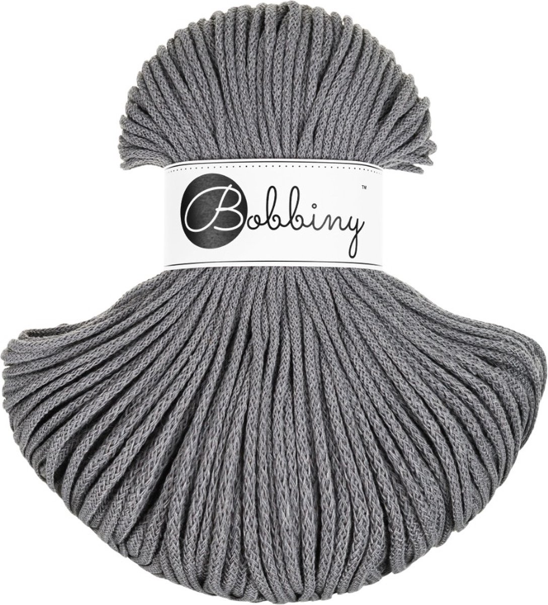 Bobbiny Junior braided cord 3 mm - Stone grey