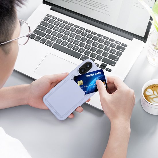 kwmobile coque de téléphone adaptée à Apple iPhone 16 - Coque avec porte-carte - Coque en TPU lavande