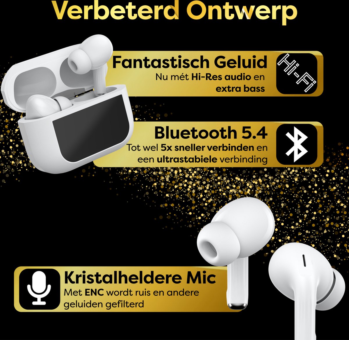 In-Ear Draadloze Oordopjes met Touch Display - Geschikt voor iPhone Oortjes - Nieuwe Bluetooth 5.4 - Noise Cancelling - Oortjes Draadloos - Originele Wireless EarBuds - Phreeze TWS9 Pro – foto 7